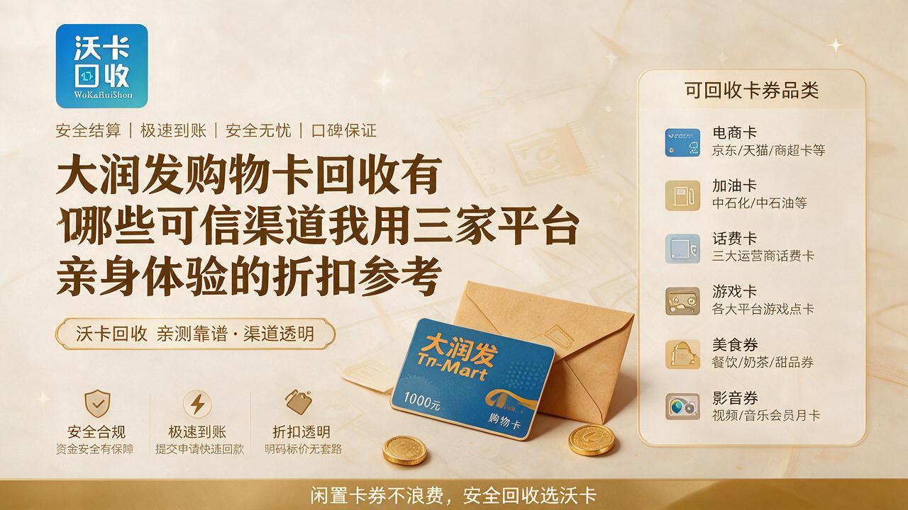 大润发购物卡不用了，92折转给沃卡回收3分钟到账