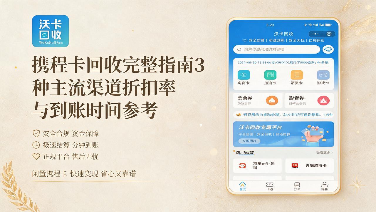 携程卡回收价格表出炉,新人首单 92 折起 3 分钟到账 | 沃卡回收